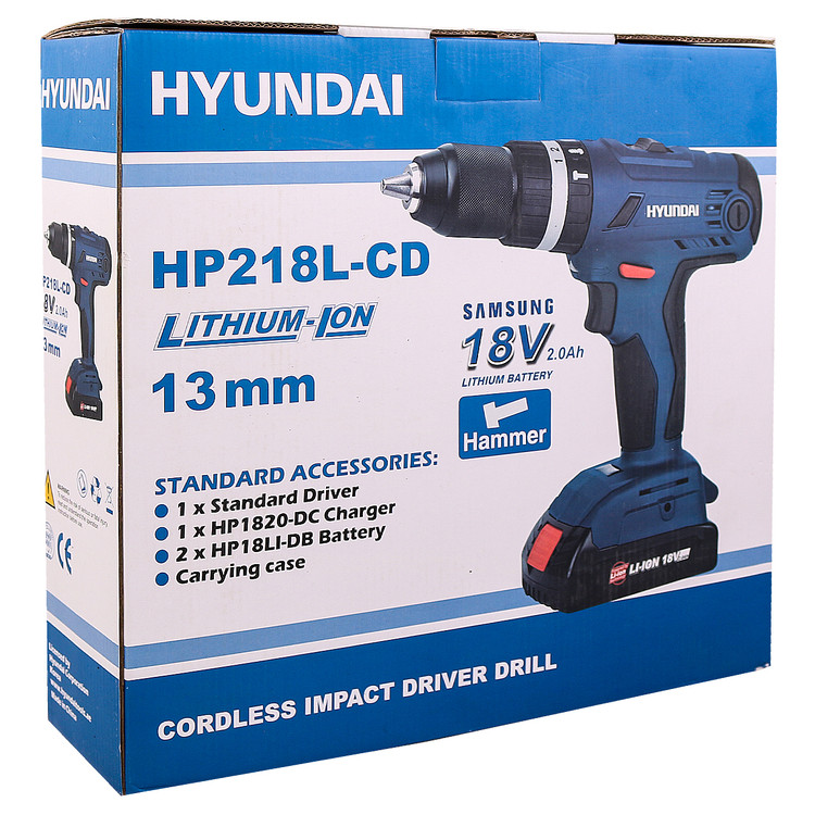 دریل پیچ گوشتی شارژی هیوندای مدل HP218L-CD